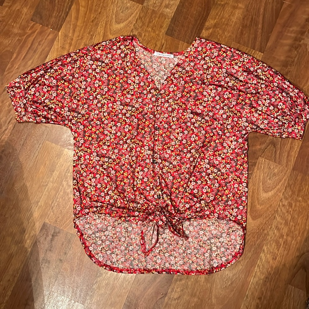 Like new Chris & Carol floral tie front top